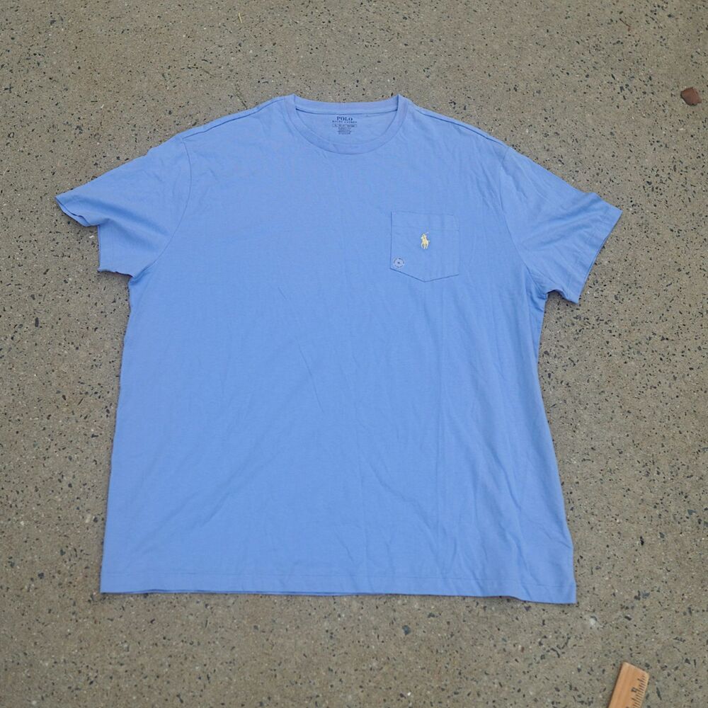 Polo Ralph Lauren Mens XL Blue Cotton Jersey Pocket T-Shirt Classic Fit